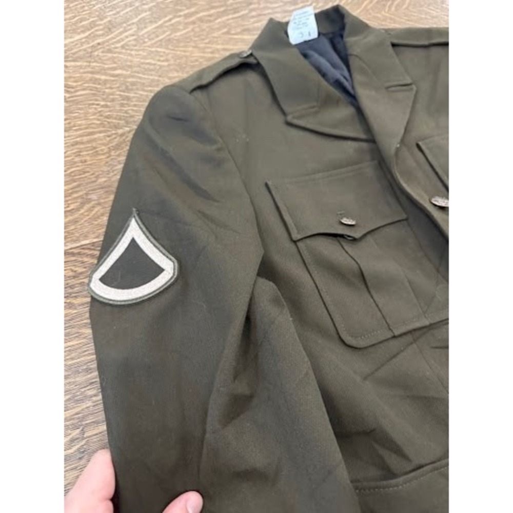 Vtg US Army Officer Style Ike / Service Jacket Heritage Green Size 37S-C Belted - Picture 9 of 9